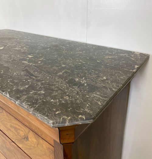 FRENCH WALNUT MARBLE TOP COMMODE - ADDITIONAL PHOTO 3