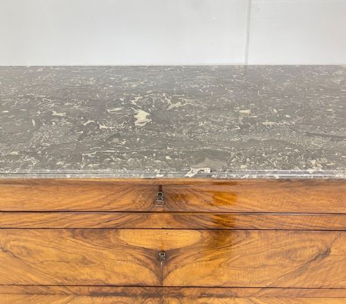 FRENCH WALNUT MARBLE TOP COMMODE - ADDITIONAL PHOTO 5