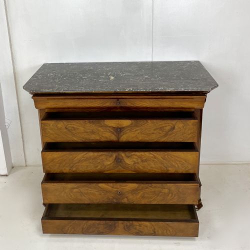 FRENCH WALNUT MARBLE TOP COMMODE - ADDITIONAL PHOTO 8