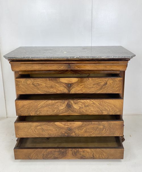 FRENCH WALNUT MARBLE TOP COMMODE - ADDITIONAL PHOTO 12
