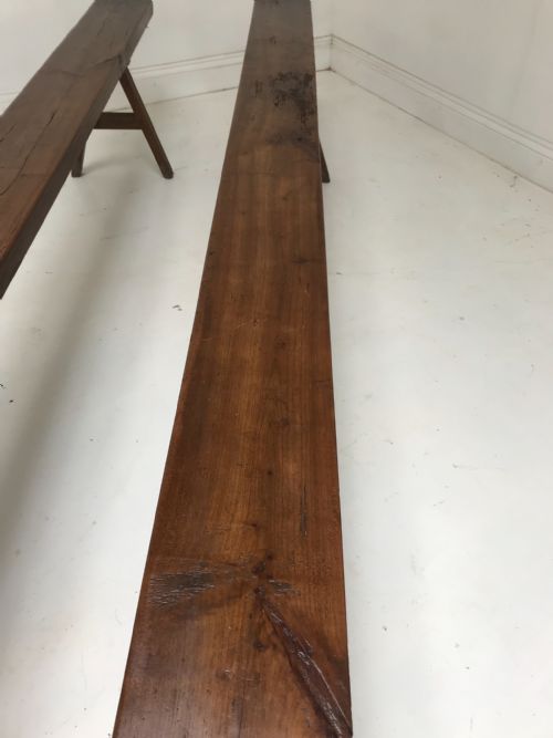 LARGE PAIR OF CHERRYWOOD BENCHES - ADDITIONAL PHOTO 5