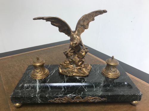 A GILDED BRONZE INKWELL BY A MARIONNET - ADDITIONAL PHOTO 2