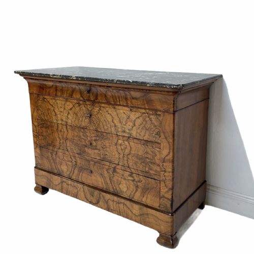 BURR WALNUT MARBLE TOP COMMODE - ADDITIONAL PHOTO 1
