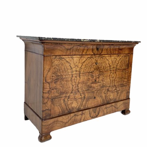 BURR WALNUT MARBLE TOP COMMODE - ADDITIONAL PHOTO 2