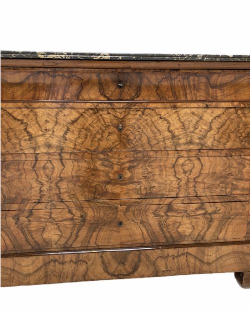 BURR WALNUT MARBLE TOP COMMODE - ADDITIONAL PHOTO 4