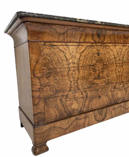 BURR WALNUT MARBLE TOP COMMODE - ADDITIONAL PHOTO 5
