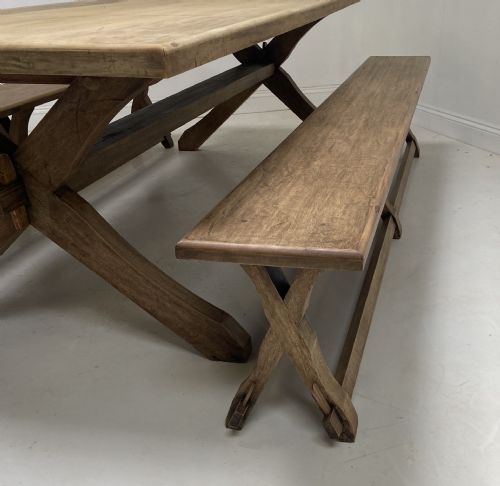 ARTS AND CRAFTS INSPIRED LARGE REFECTORY TABLE WITH BENCHES - ADDITIONAL PHOTO 10