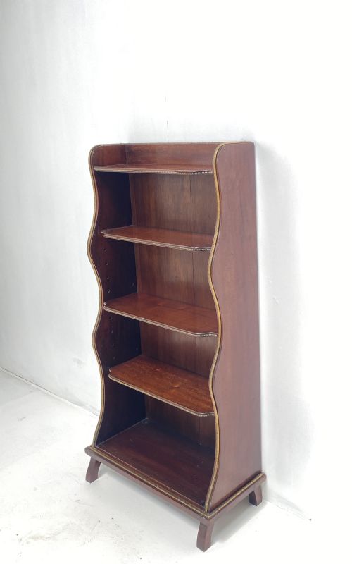 mahogany and brass waterfall bookcase - CATEGORY: ANTIQUE BOOKCASES - DATED 19TH CENTURY