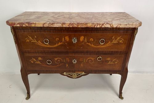 antique french marble top commode - CATEGORY: ANTIQUE CHEST OF DRAWERS - DATED 1900
