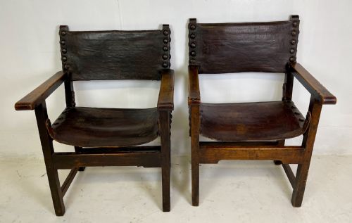 two 17 th century spanish walnut armchairs - CATEGORY: ANTIQUE CHAIRS - DATED 17TH CENTURY