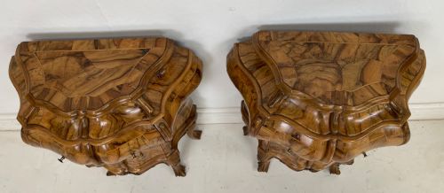 PAIR OF ITALIAN WALNUT SMALL COMMODES OR NIGHTSTANDS - ADDITIONAL PHOTO 3