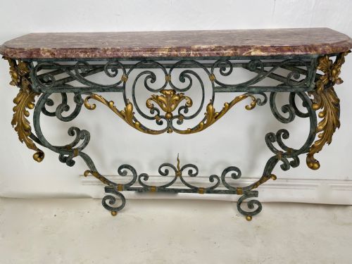 french marble top console gilded metal - CATEGORY: ANTIQUE TABLES - DATED 1900