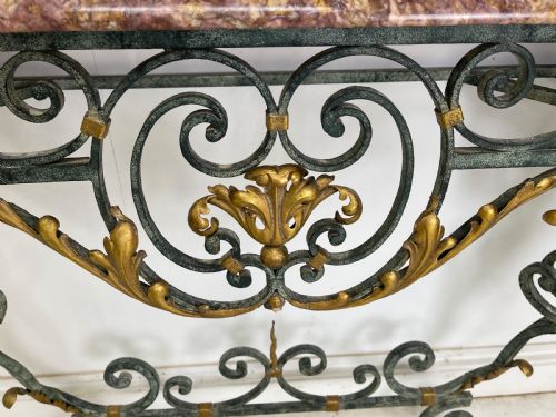 FRENCH MARBLE TOP CONSOLE GILDED METAL - ADDITIONAL PHOTO 1