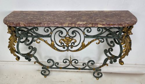 FRENCH MARBLE TOP CONSOLE GILDED METAL - ADDITIONAL PHOTO 3
