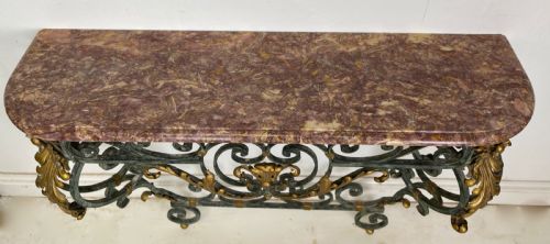 FRENCH MARBLE TOP CONSOLE GILDED METAL - ADDITIONAL PHOTO 6