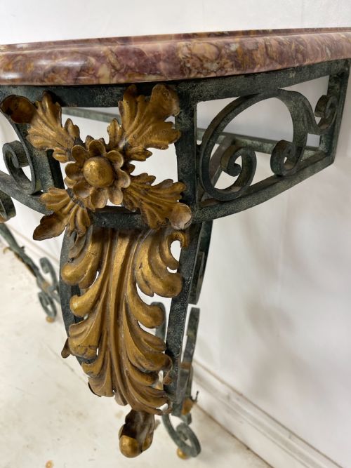 FRENCH MARBLE TOP CONSOLE GILDED METAL - ADDITIONAL PHOTO 7