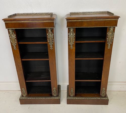 pair of ormolu mounted walnut bookcases - CATEGORY: ANTIQUE BOOKCASES - DATED VICTORIAN