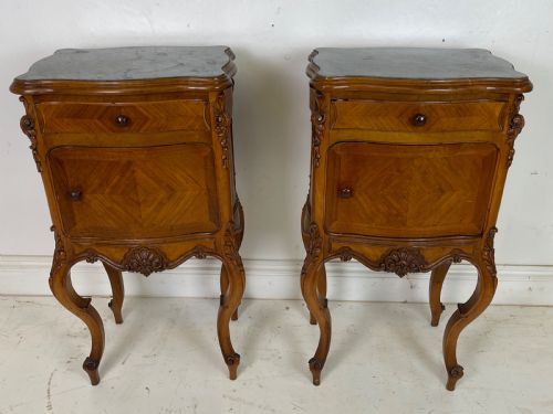 pair of french walnut nightstands - CATEGORY: ANTIQUE CUPBOARDS - DATED 19TH CENTURY