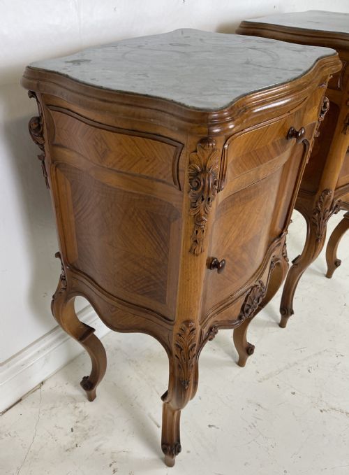 PAIR OF FRENCH WALNUT NIGHTSTANDS - ADDITIONAL PHOTO 1