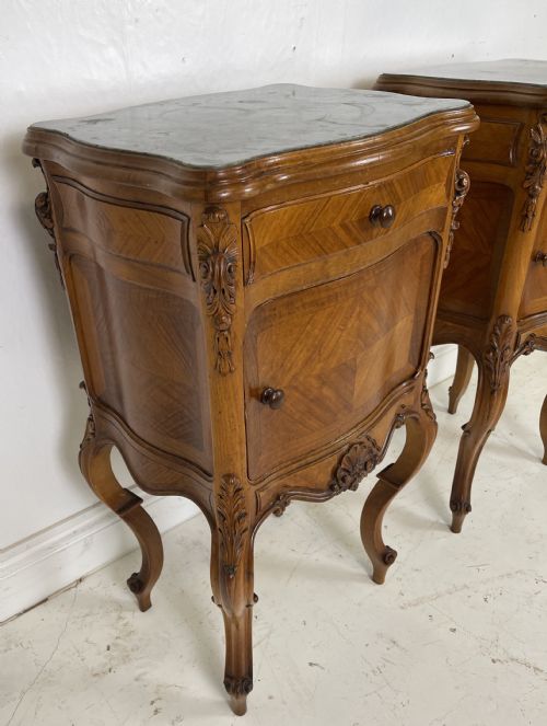 PAIR OF FRENCH WALNUT NIGHTSTANDS - ADDITIONAL PHOTO 2