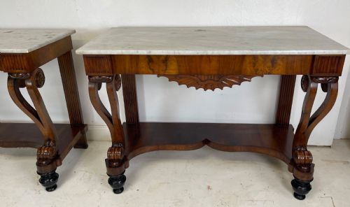 A FINE PAIR OF WALNUT ITALIAN CONSOLE TABLES - ADDITIONAL PHOTO 1