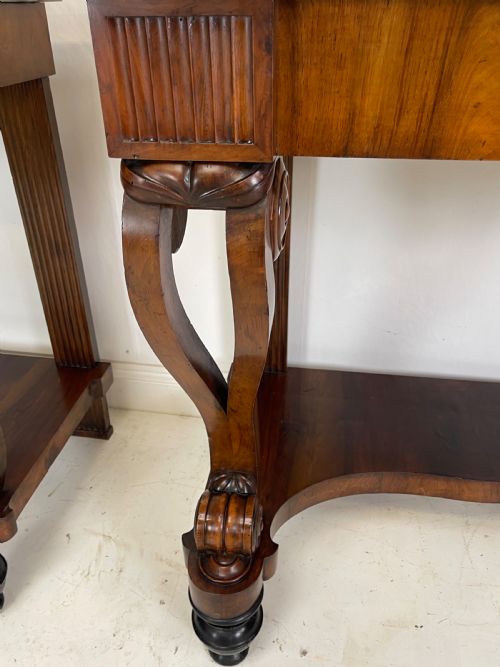 A FINE PAIR OF WALNUT ITALIAN CONSOLE TABLES - ADDITIONAL PHOTO 2