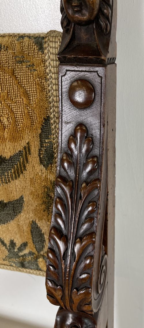PAIR OF FRENCH WALNUT ARMCHAIRS WITH RAMS HEADS - ADDITIONAL PHOTO 4