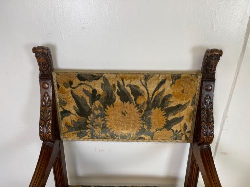 PAIR OF FRENCH WALNUT ARMCHAIRS WITH RAMS HEADS - ADDITIONAL PHOTO 7