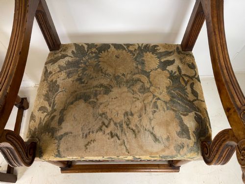 PAIR OF FRENCH WALNUT ARMCHAIRS WITH RAMS HEADS - ADDITIONAL PHOTO 12