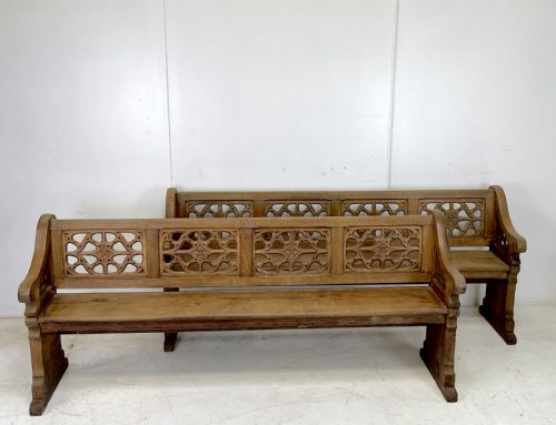 pair of victorian gothic benches - CATEGORY: ANTIQUE FURNITURE - DATED VICTORIAN