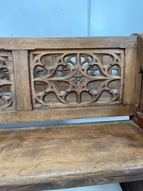 PAIR OF VICTORIAN GOTHIC BENCHES - ADDITIONAL PHOTO 4