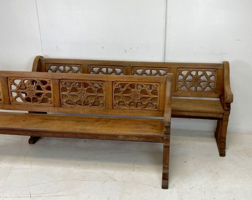 PAIR OF VICTORIAN GOTHIC BENCHES - ADDITIONAL PHOTO 5
