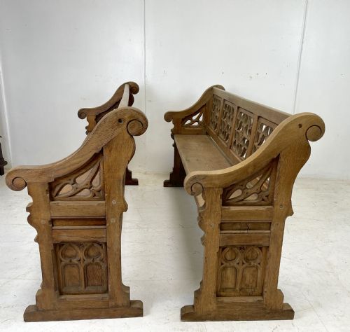 PAIR OF VICTORIAN GOTHIC BENCHES - ADDITIONAL PHOTO 8