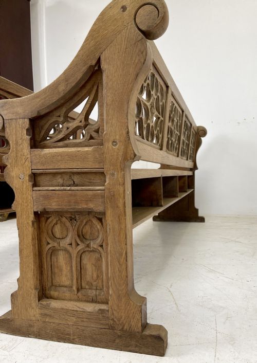 PAIR OF VICTORIAN GOTHIC BENCHES - ADDITIONAL PHOTO 9
