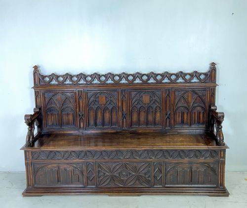 victorian gothic hall bench - CATEGORY: ANTIQUE CHAIRS - DATED VICTORIAN