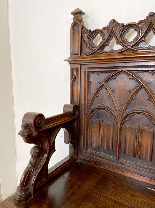 VICTORIAN GOTHIC HALL BENCH - ADDITIONAL PHOTO 7