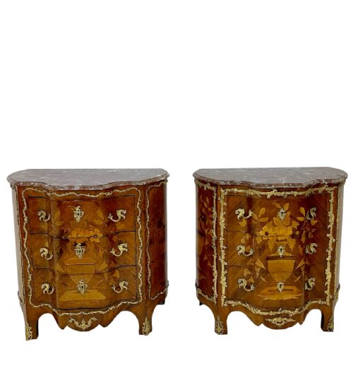 pair of marquetry commodes - CATEGORY: ANTIQUE CHEST OF DRAWERS - DATED 1870