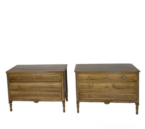 pair of walnut commodes - CATEGORY: ANTIQUE CHEST OF DRAWERS - DATED 1900