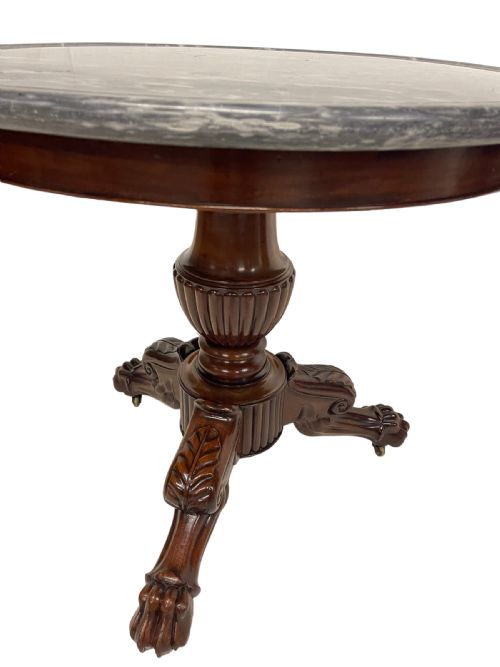 ANTIQUE FRENCH MARBLE TOP MAHOGANY GUERIDON - ADDITIONAL PHOTO 3