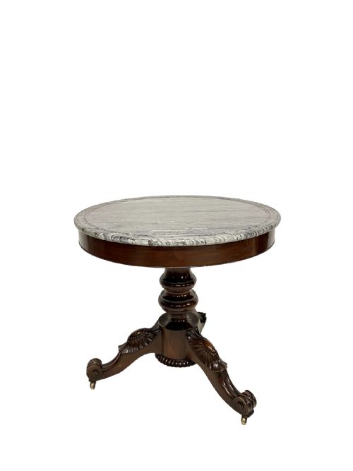 FRENCH MAHOGANY MARBLE TOP GUERIDON - ADDITIONAL PHOTO 1
