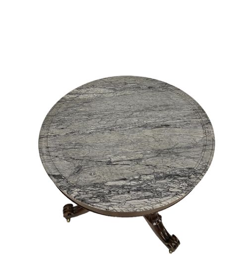 FRENCH MAHOGANY MARBLE TOP GUERIDON - ADDITIONAL PHOTO 2