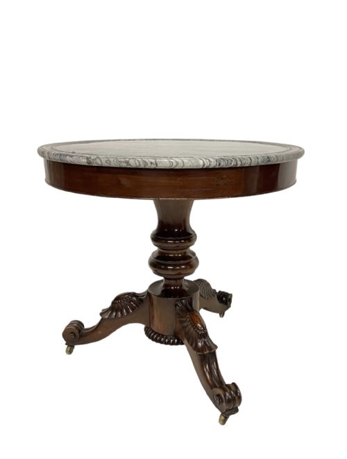 FRENCH MAHOGANY MARBLE TOP GUERIDON - ADDITIONAL PHOTO 4