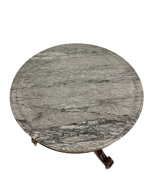FRENCH MAHOGANY MARBLE TOP GUERIDON - ADDITIONAL PHOTO 6