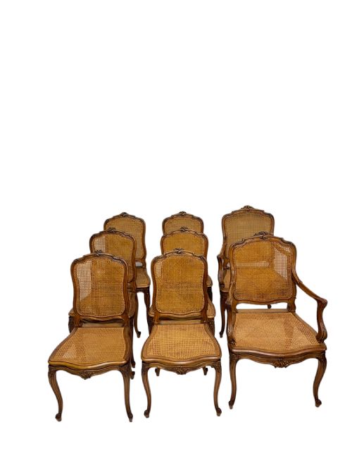 SET OF 8 FRENCH WALNUT AND CANE DINING CHAIRS - ADDITIONAL PHOTO 3