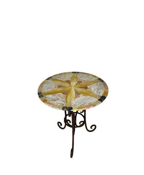 round marble top metal table - CATEGORY: ANTIQUE TABLES - DATED 19TH CENTURY
