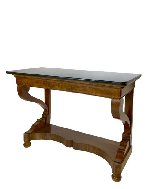 FRENCH WALNUT MARBLE TOP CONSOLE TABLE - ADDITIONAL PHOTO 10