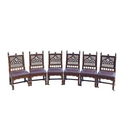 set of 6 18th century gothic chairs - CATEGORY: ANTIQUE CHAIRS - DATED 18TH CENTURY