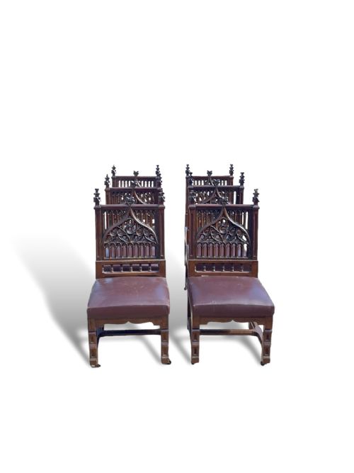 SET OF 6 18TH CENTURY GOTHIC CHAIRS - ADDITIONAL PHOTO 8