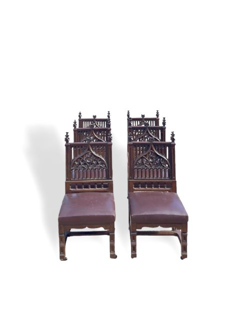 SET OF 6 18TH CENTURY GOTHIC CHAIRS - ADDITIONAL PHOTO 9