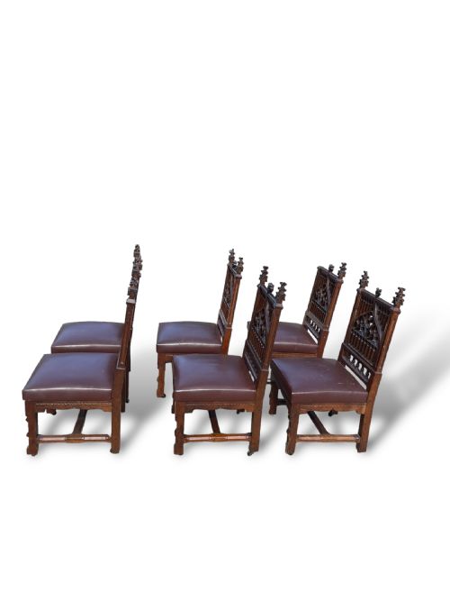 SET OF 6 18TH CENTURY GOTHIC CHAIRS - ADDITIONAL PHOTO 11
